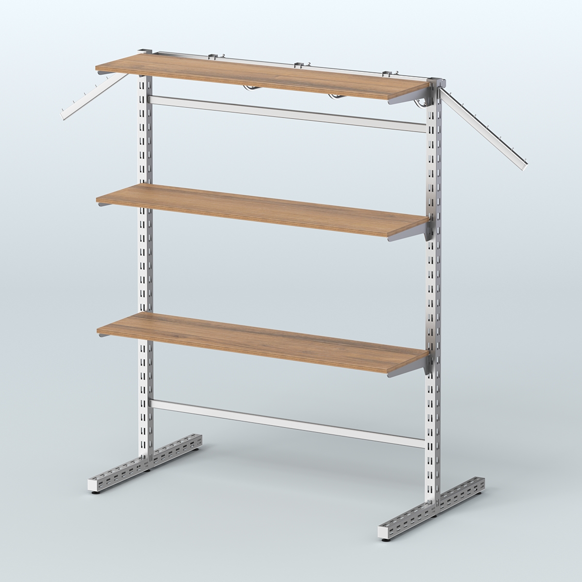 Система ЭЛЕГАНТ островная с полками ДСП и Т-образными стойками №15б Орех