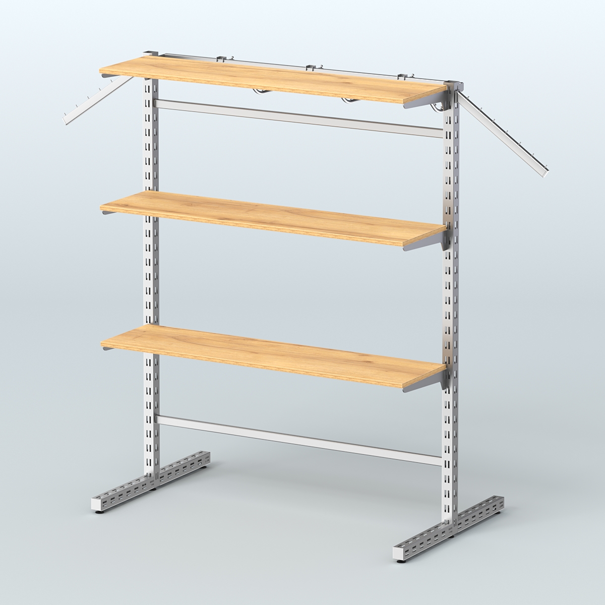 Система ЭЛЕГАНТ островная с полками ДСП и Т-образными стойками №15б Дуб Золотистый