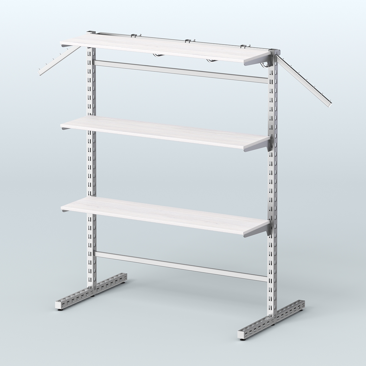 Система ЭЛЕГАНТ островная с полками ДСП и Т-образными стойками №15б Ясень Анкор светлый