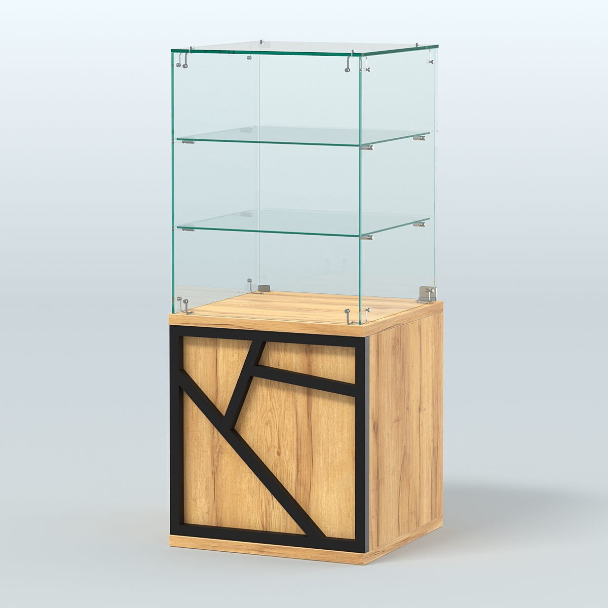 Прилавок низкий с двумя полками серии ЛОФТ - АЛЬФА №42 Дуб Золотистый