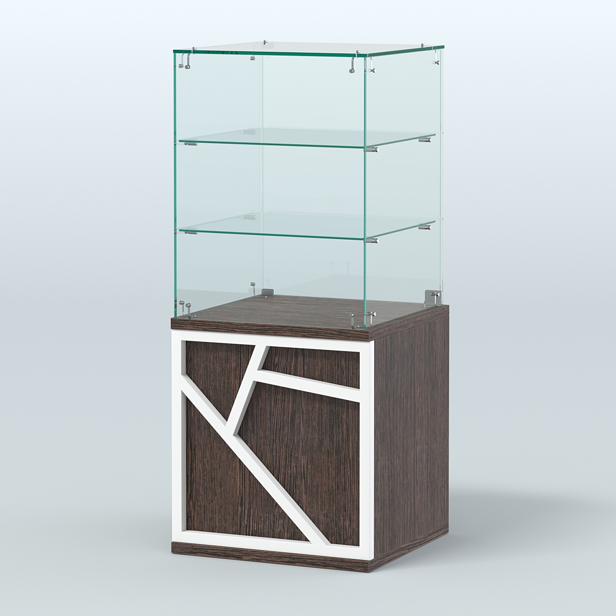 Прилавок низкий с двумя полками серии ЛОФТ - АЛЬФА №42 Дуб Венге + Белый