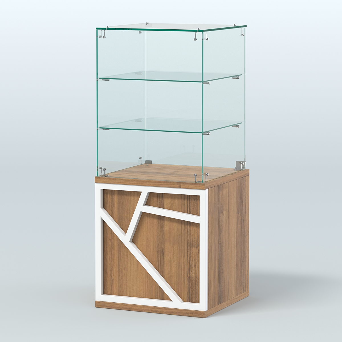 Прилавок низкий с двумя полками серии ЛОФТ - АЛЬФА №42 Орех + Белый