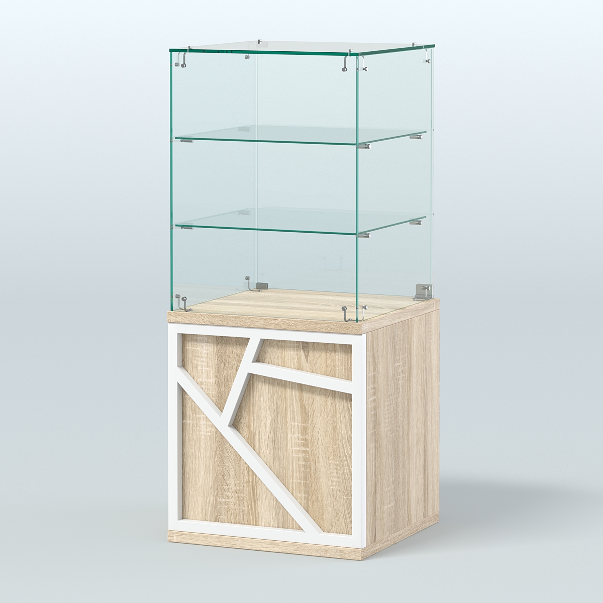 Прилавок низкий с двумя полками серии ЛОФТ - АЛЬФА №42 Дуб Сонома + Белый
