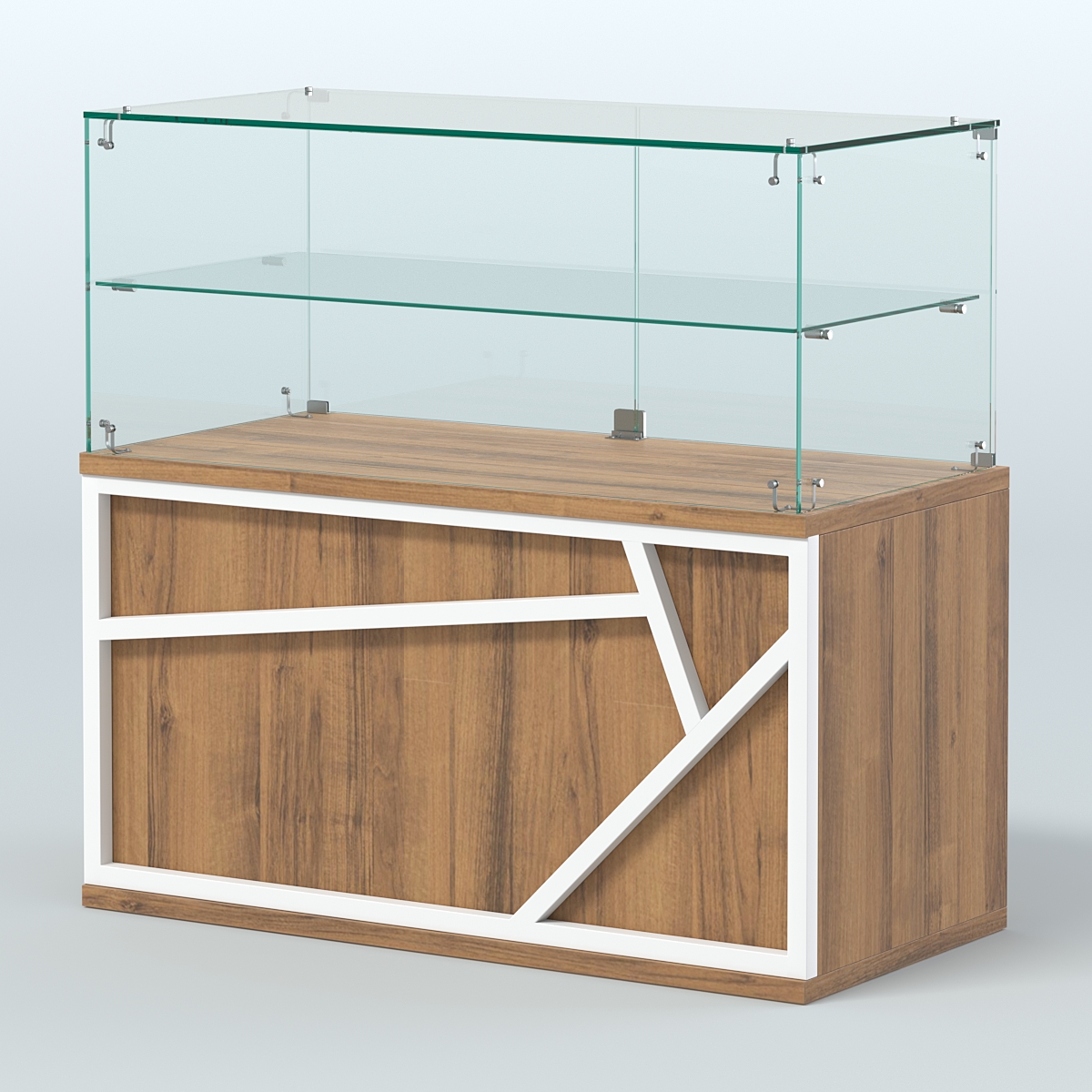 Торговый прилавок низкий серии ЛОФТ - АЛЬФА №31 Орех + Белый