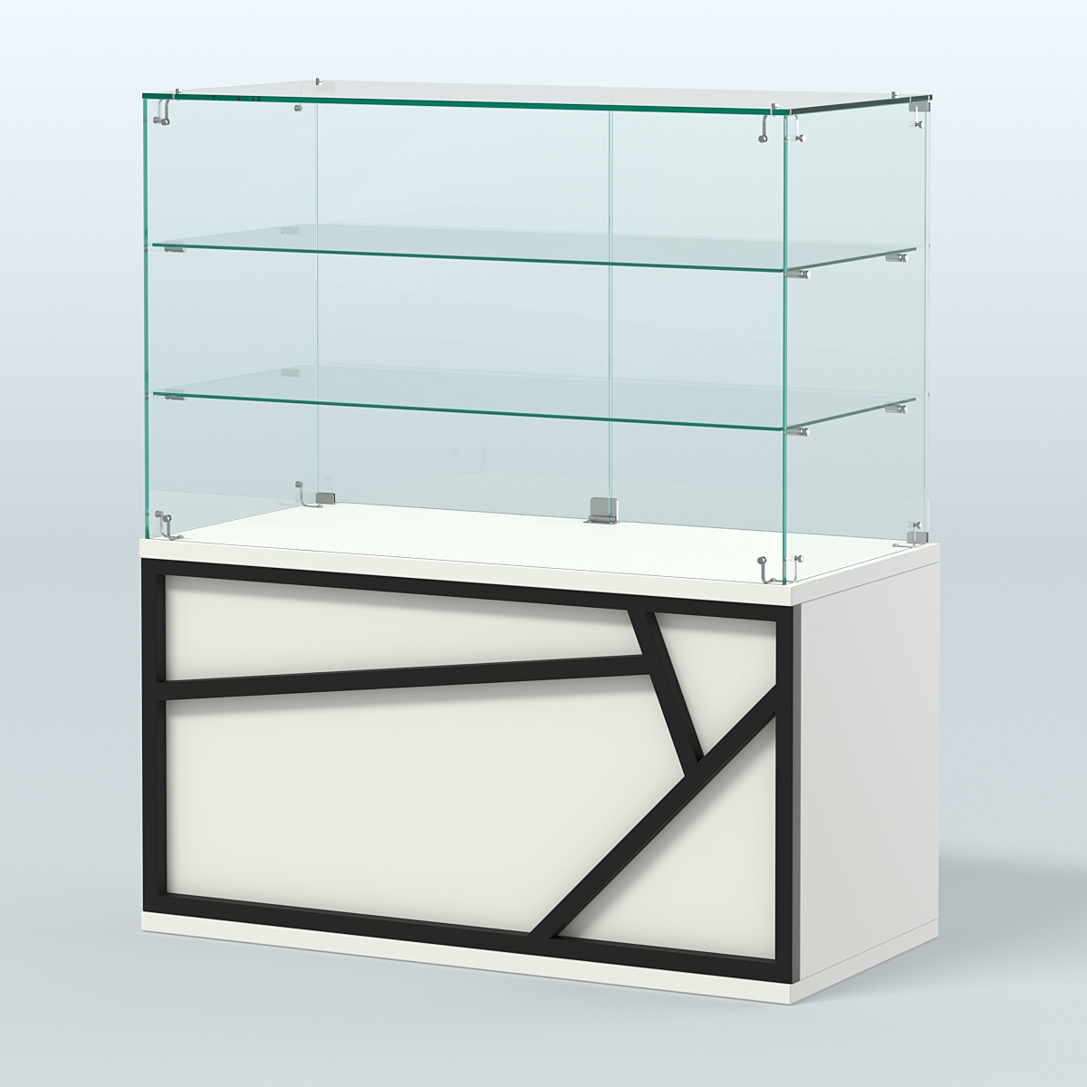 Торговый прилавок невысокий с двумя полками серии ЛОФТ - АЛЬФА №32 Белый