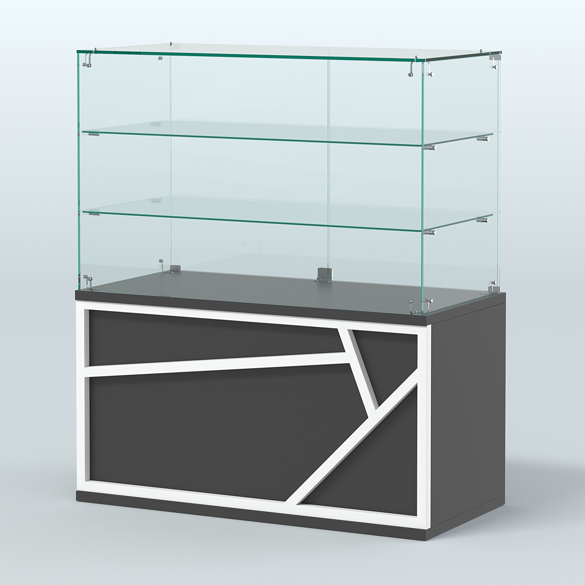 Торговый прилавок невысокий с двумя полками серии ЛОФТ - АЛЬФА №32 Черный