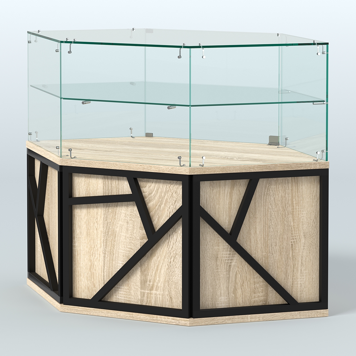 Торговый прилавок низкий шестигранный серии ЛОФТ - АЛЬФА №36 Дуб Сонома