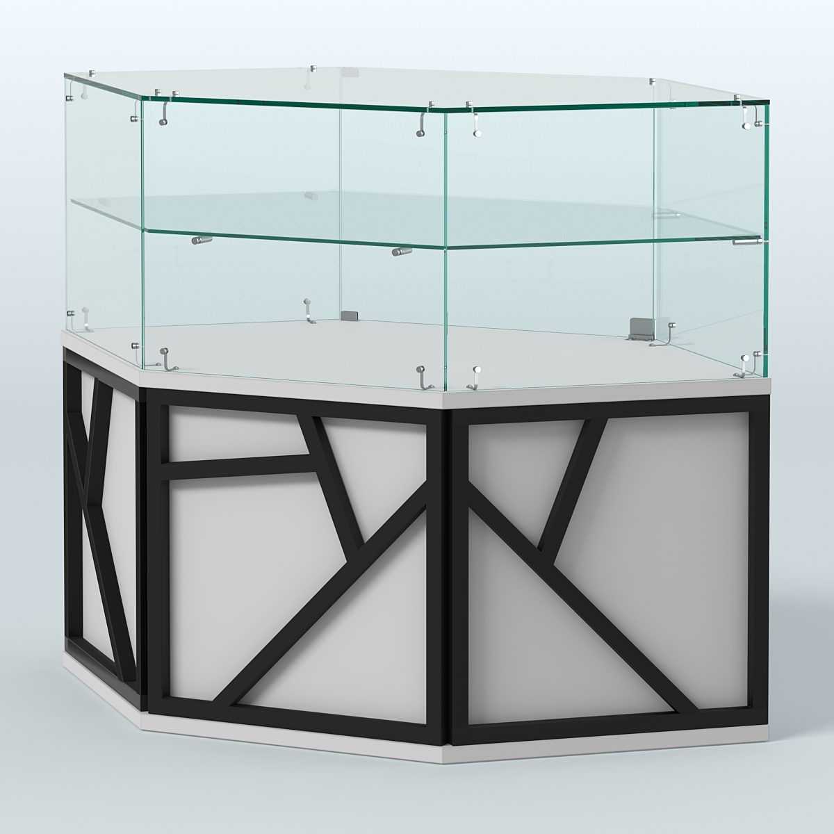 Торговый прилавок низкий шестигранный серии ЛОФТ - АЛЬФА №36 Серый