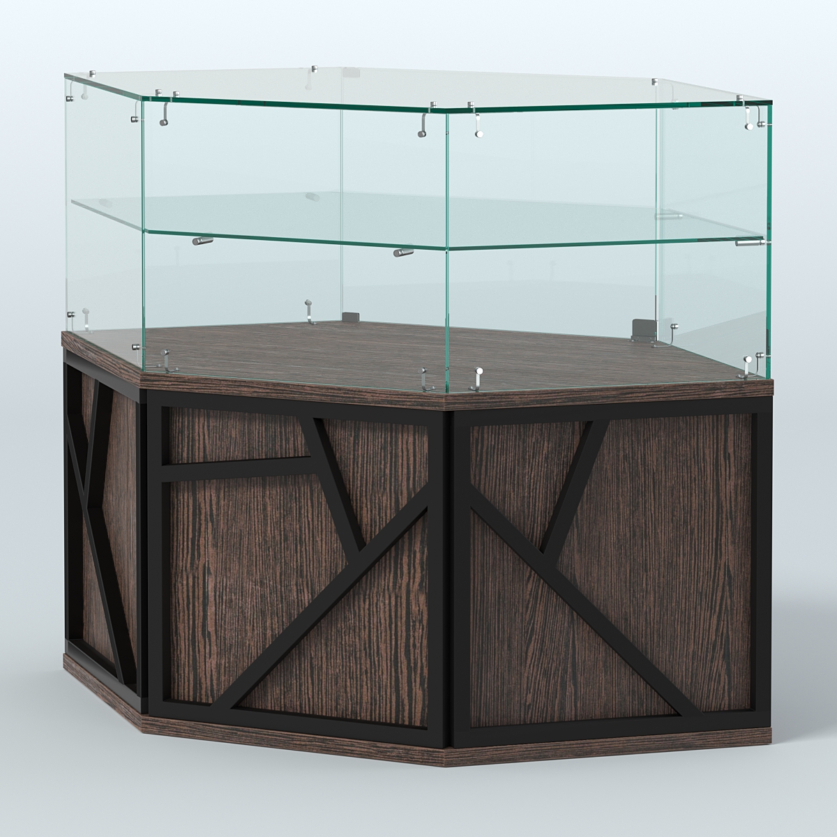 Торговый прилавок низкий шестигранный серии ЛОФТ - АЛЬФА №36 Дуб Венге