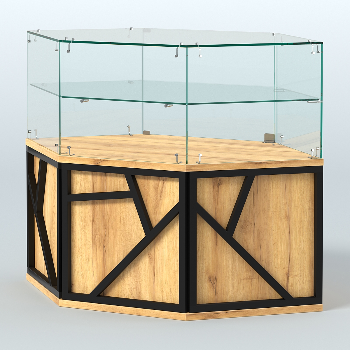 Торговый прилавок низкий шестигранный серии ЛОФТ - АЛЬФА №36 Дуб Золотистый