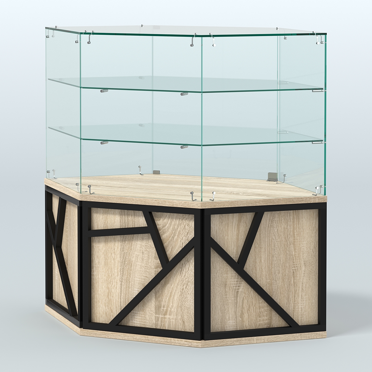 Торговый прилавок низкий с шести-гранными полками серии ЛОФТ - АЛЬФА №37 Дуб Сонома