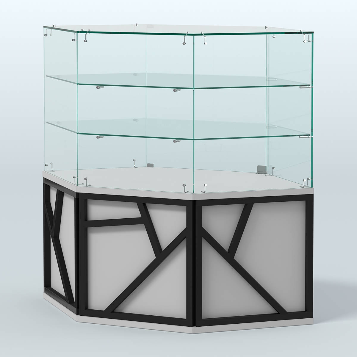 Торговый прилавок низкий с шести-гранными полками серии ЛОФТ - АЛЬФА №37 Серый