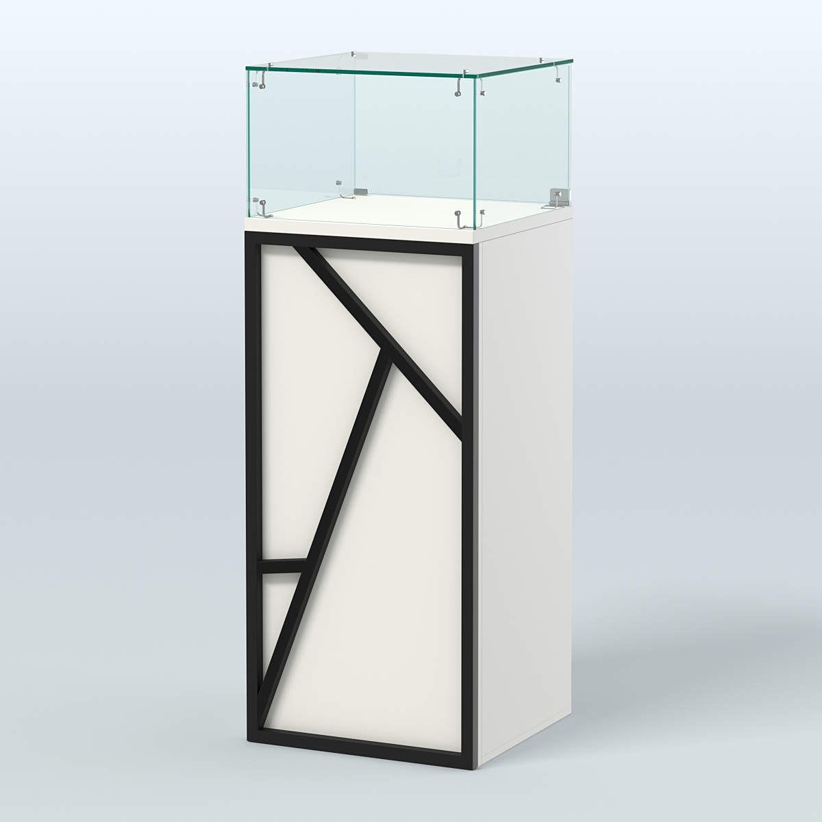 Торговый прилавок с прозрачным верхом серии ЛОФТ - АЛЬФА №11 Белый