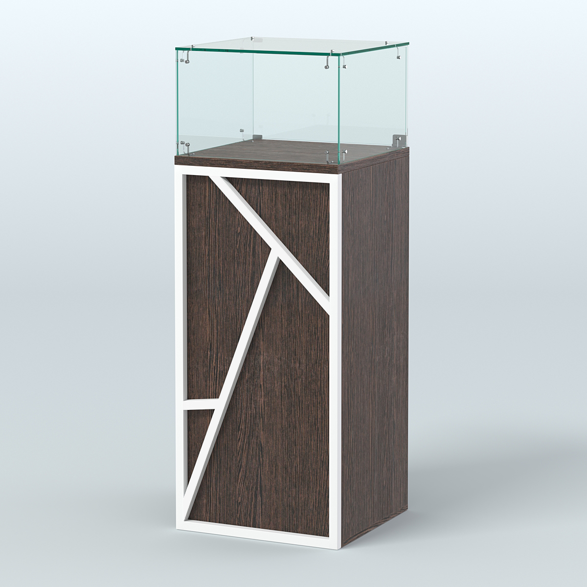 Торговый прилавок с прозрачным верхом серии ЛОФТ - АЛЬФА №11 Дуб Венге + Белый