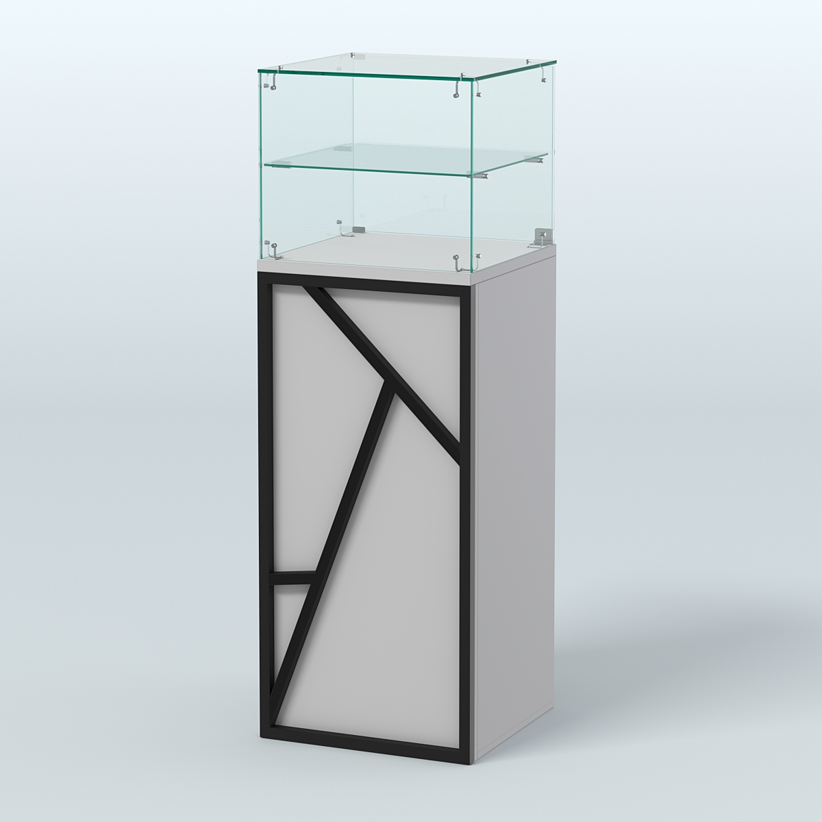 Торговый прилавок квадратный серии ЛОФТ - АЛЬФА №12 Серый