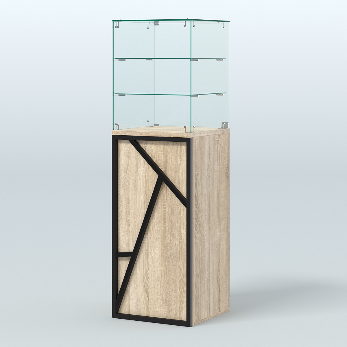 Торговый прилавок малый со стеклянным колпаком серии ЛОФТ - АЛЬФА №13 Дуб Сонома