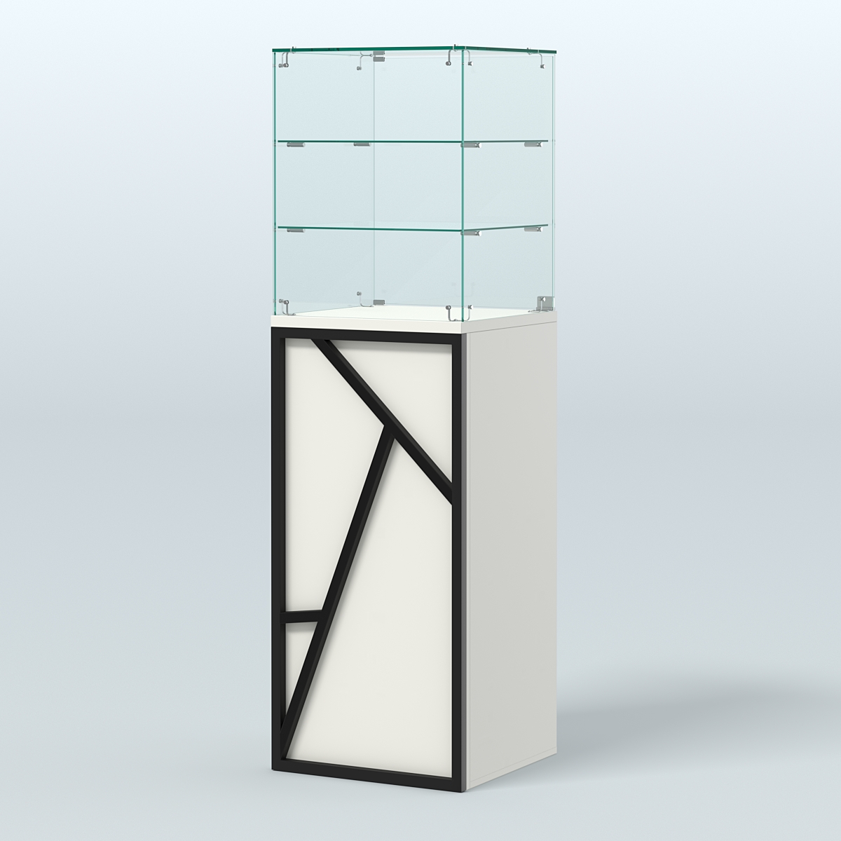 Торговый прилавок малый со стеклянным колпаком серии ЛОФТ - АЛЬФА №13 Белый