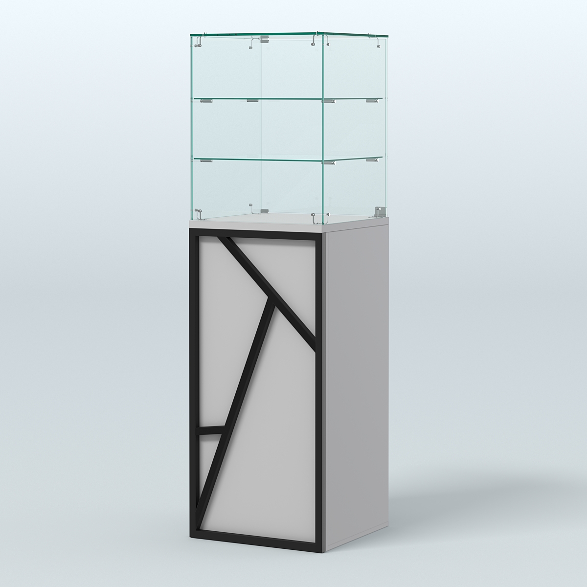 Торговый прилавок малый со стеклянным колпаком серии ЛОФТ - АЛЬФА №13 Серый