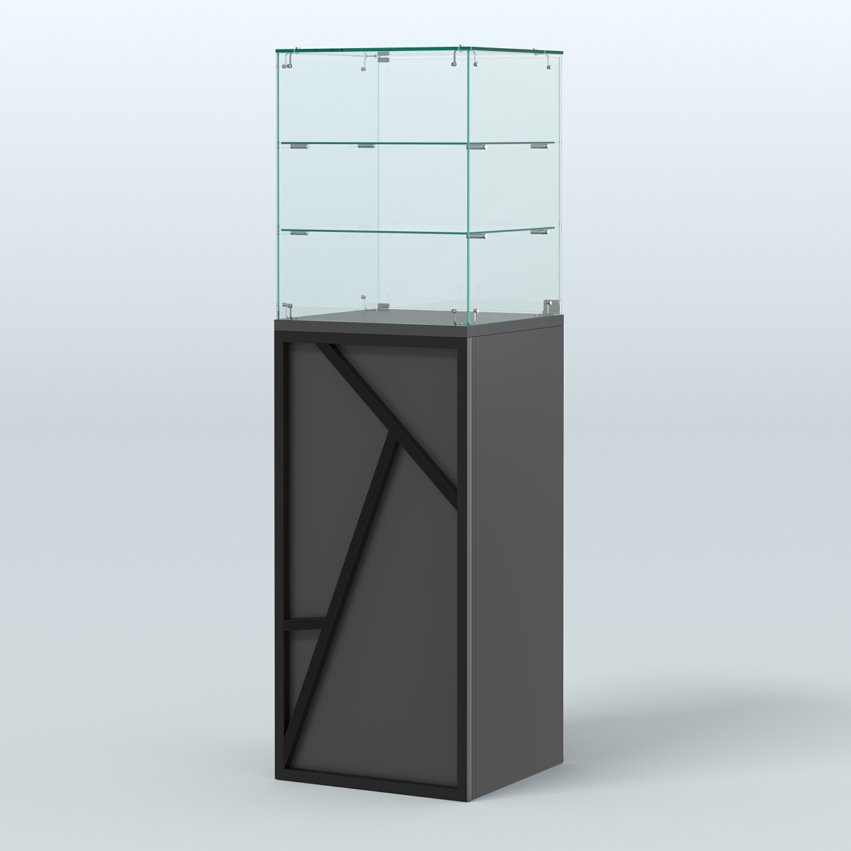 Торговый прилавок малый со стеклянным колпаком серии ЛОФТ - АЛЬФА №13 Черный