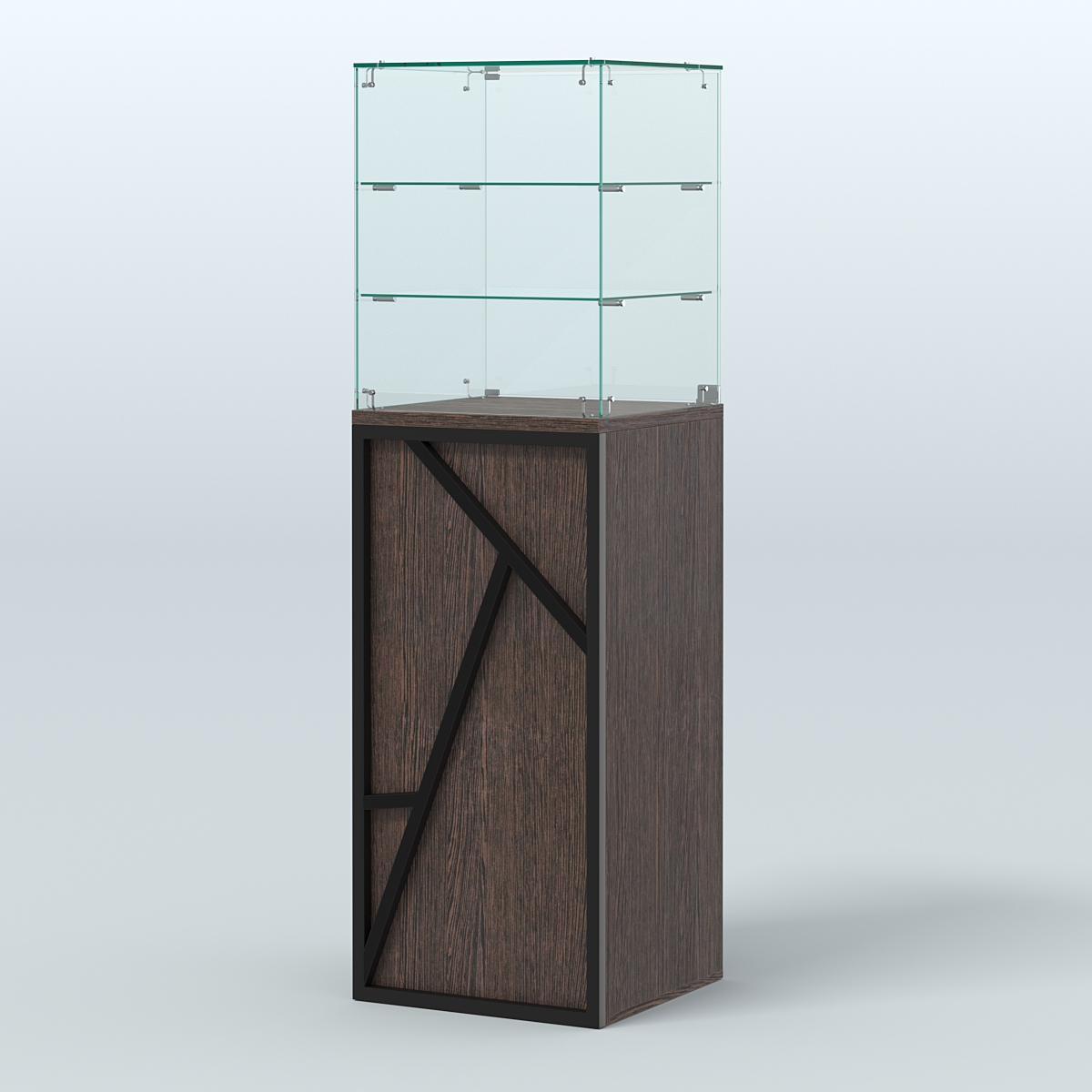 Торговый прилавок малый со стеклянным колпаком серии ЛОФТ - АЛЬФА №13 Дуб Венге