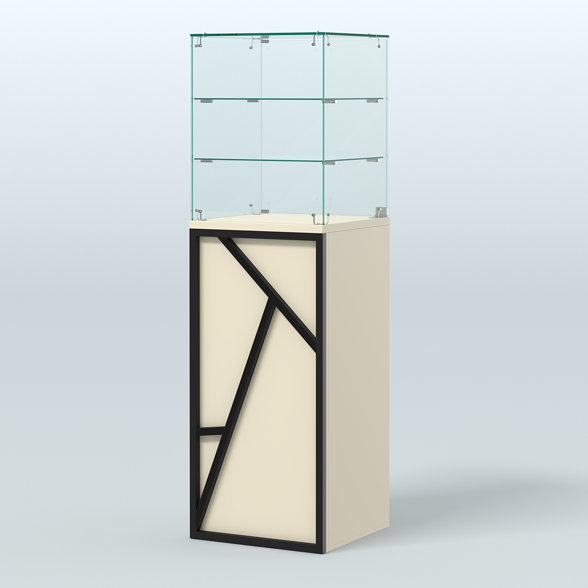 Торговый прилавок малый со стеклянным колпаком серии ЛОФТ - АЛЬФА №13 Крем Вайс