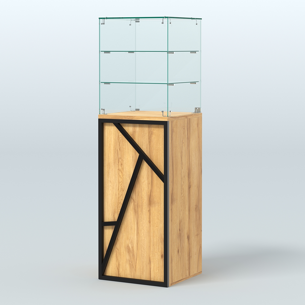 Торговый прилавок малый со стеклянным колпаком серии ЛОФТ - АЛЬФА №13 Дуб Золотистый