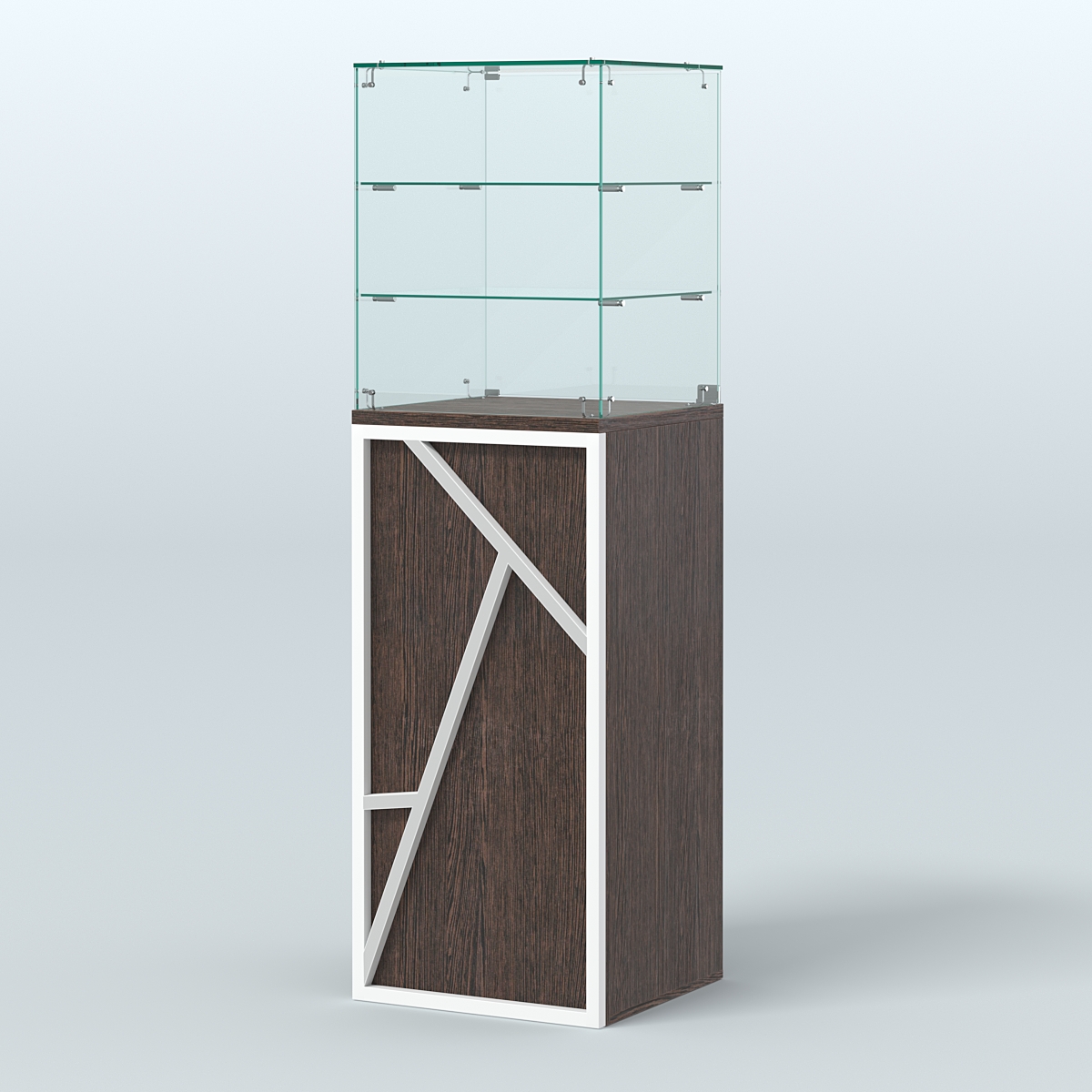 Торговый прилавок малый со стеклянным колпаком серии ЛОФТ - АЛЬФА №13 Дуб Венге + Белый