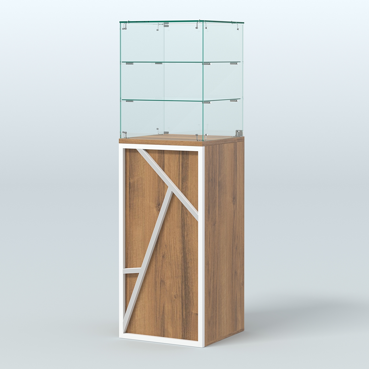 Торговый прилавок малый со стеклянным колпаком серии ЛОФТ - АЛЬФА №13 Орех + Белый