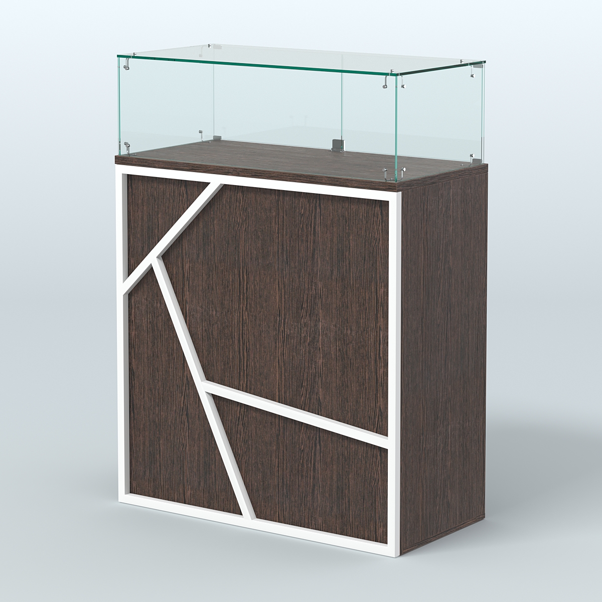Торговый прилавок прямоугольный серии ЛОФТ - АЛЬФА №1 Дуб Венге + Белый