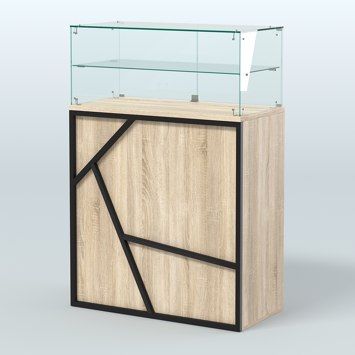 Торговый прилавок широкий с декором серии ЛОФТ - АЛЬФА  №2 Дуб Сонома