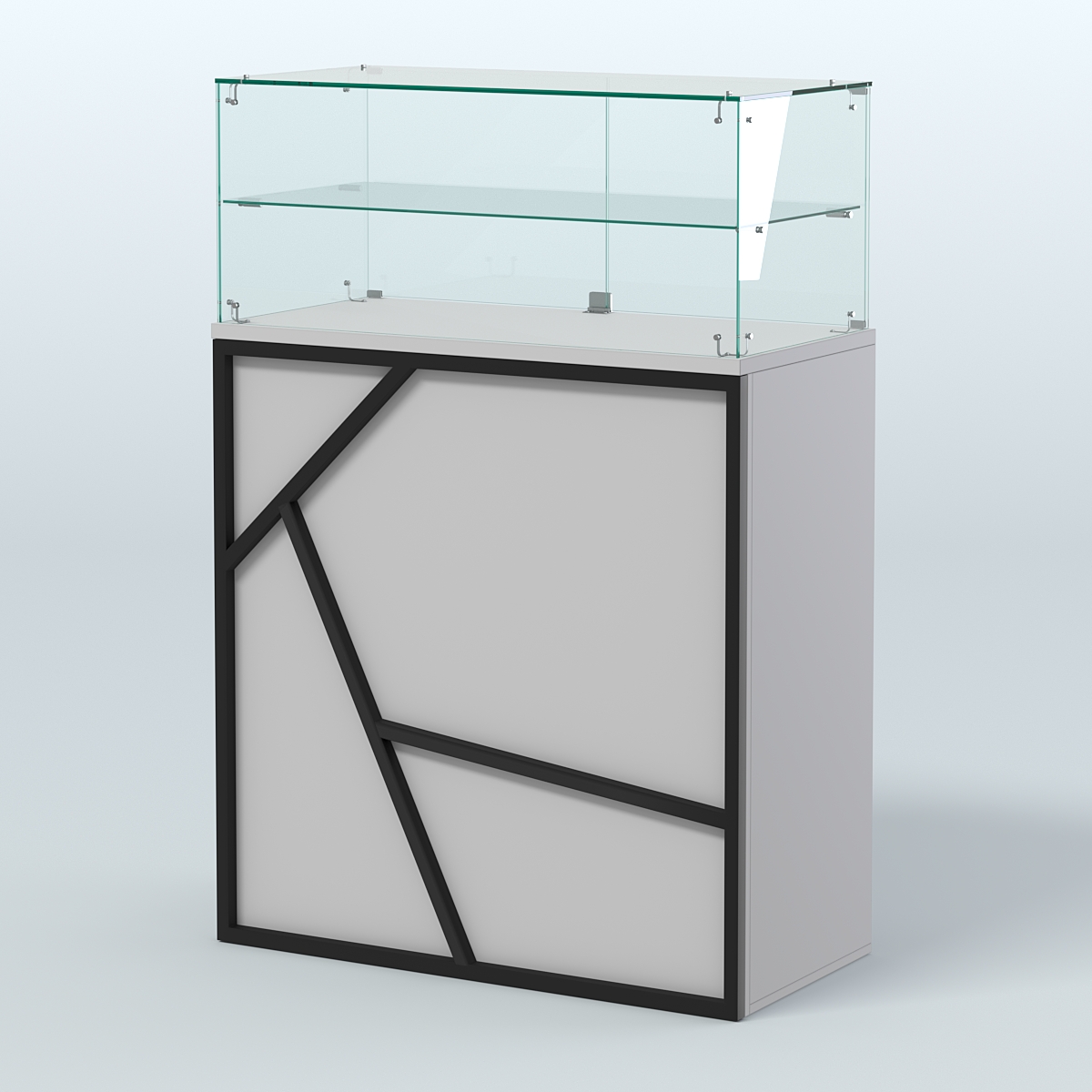 Торговый прилавок широкий с декором серии ЛОФТ - АЛЬФА  №2 Серый