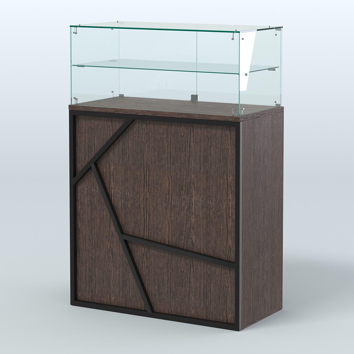 Торговый прилавок широкий с декором серии ЛОФТ - АЛЬФА  №2 Дуб Венге