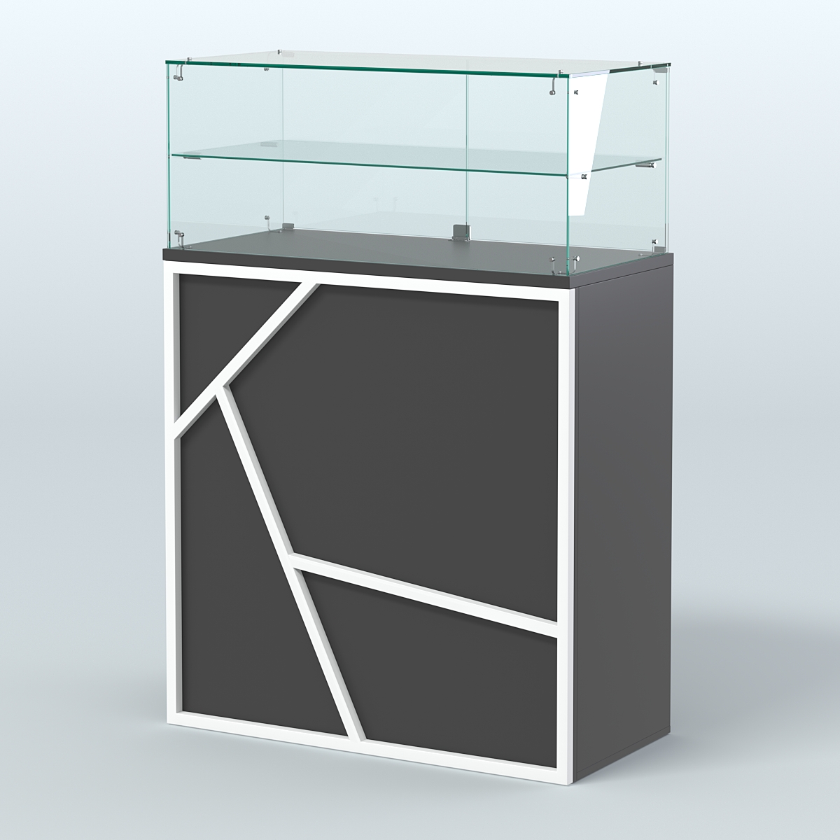 Торговый прилавок широкий с декором серии ЛОФТ - АЛЬФА  №2 Черный и Белый