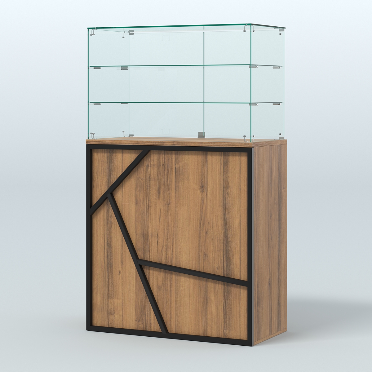 Торговый прилавок высокий серии ЛОФТ - АЛЬФА №3 Орех