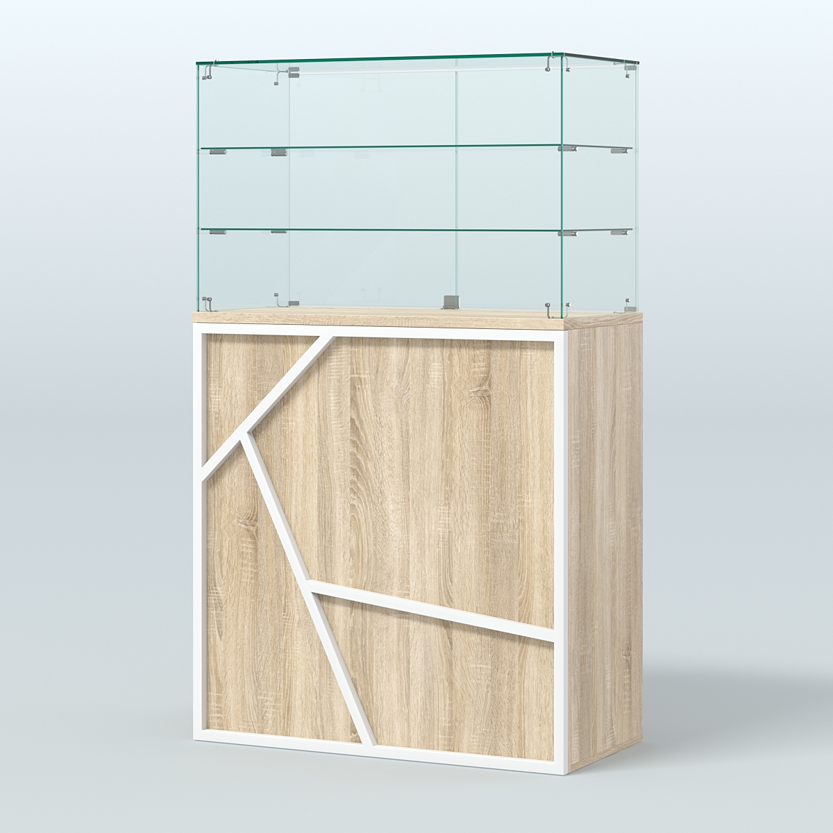 Торговый прилавок высокий серии ЛОФТ - АЛЬФА №3 Дуб Сонома + Белый