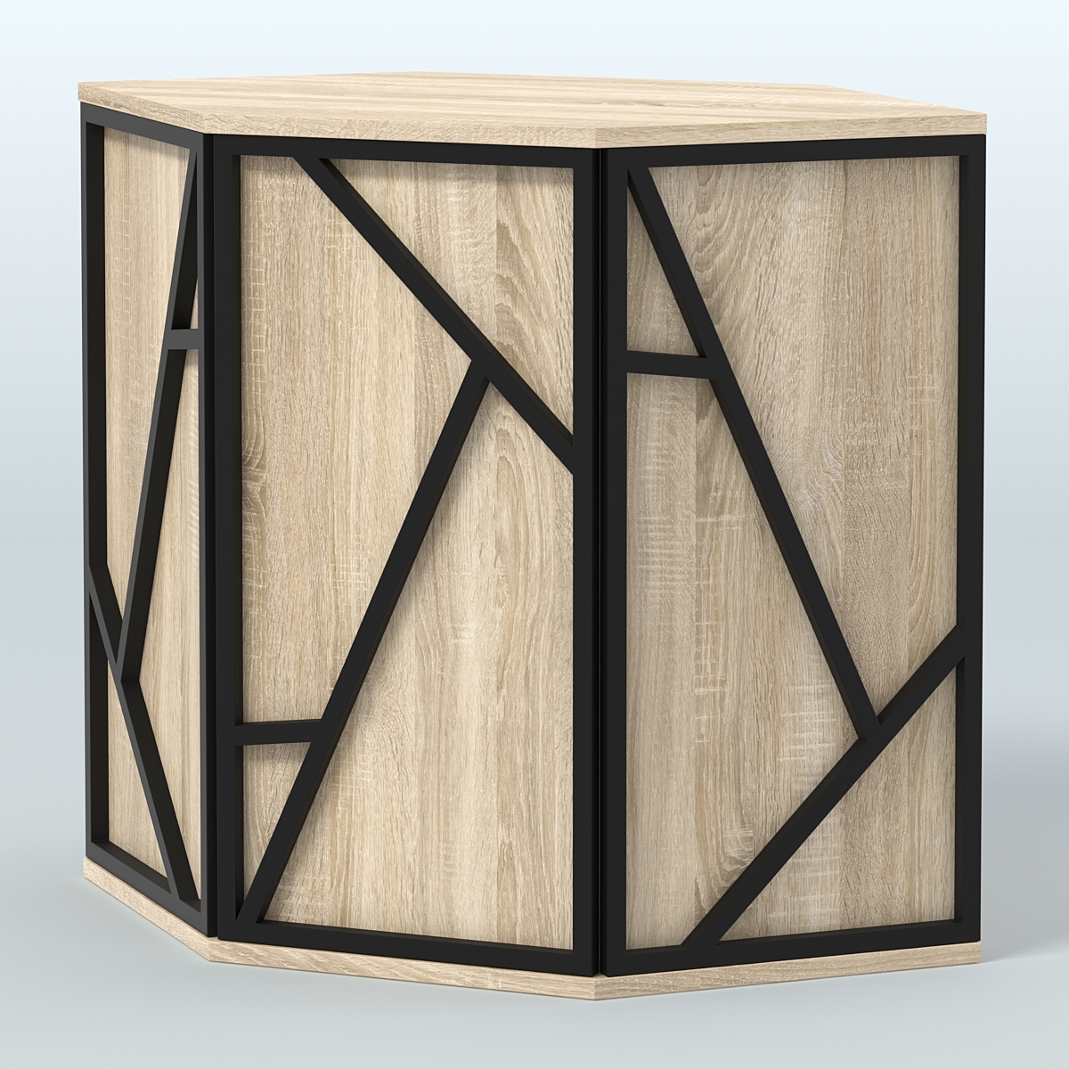 Торговый стол-прилавок шестигранный серии ЛОФТ - АЛЬФА №22 Дуб Сонома