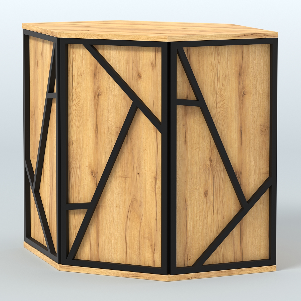 Торговый стол-прилавок шестигранный серии ЛОФТ - АЛЬФА №22 Дуб Золотистый