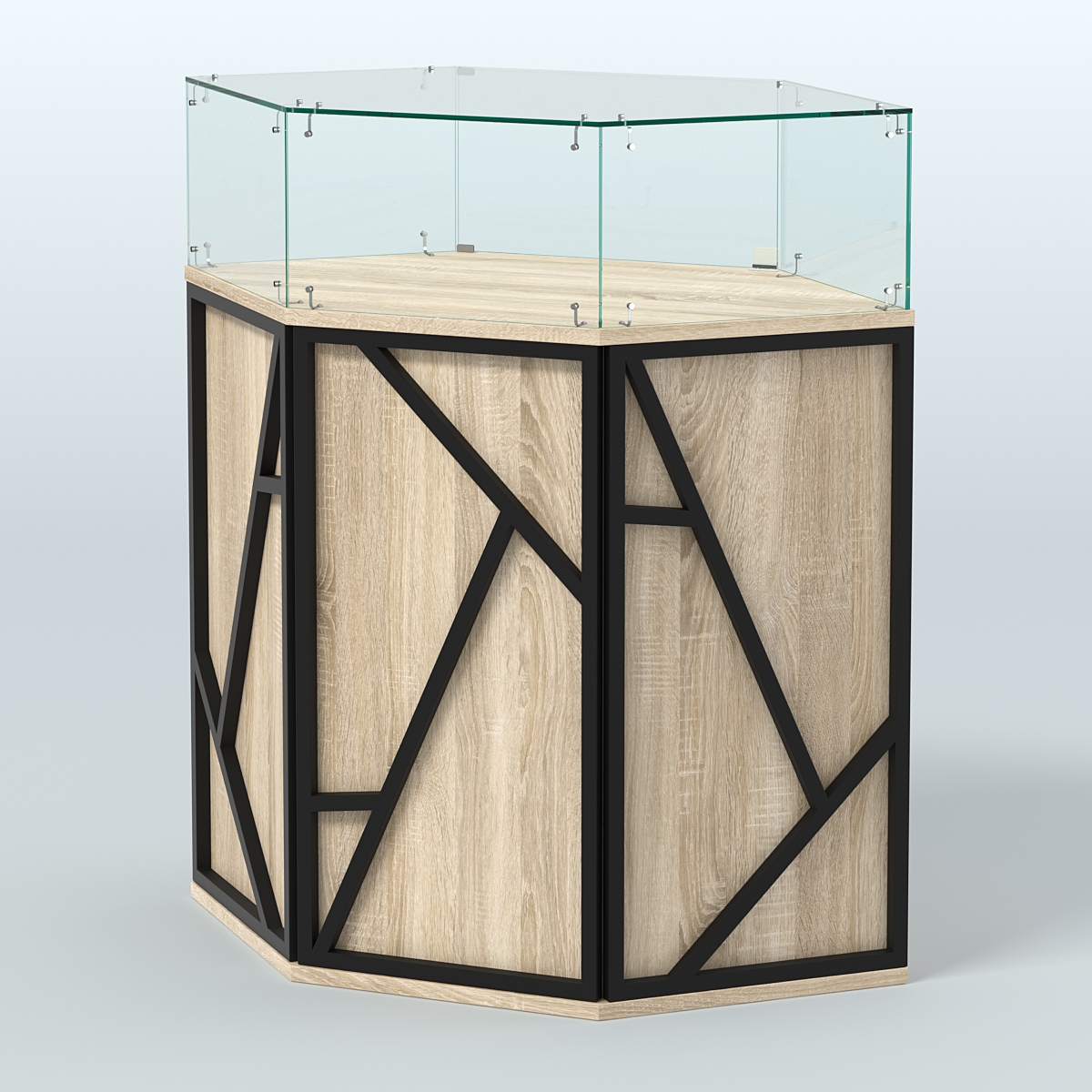 Торговый прилавок угловой с дверками серии ЛОФТ - АЛЬФА №6 Дуб Сонома