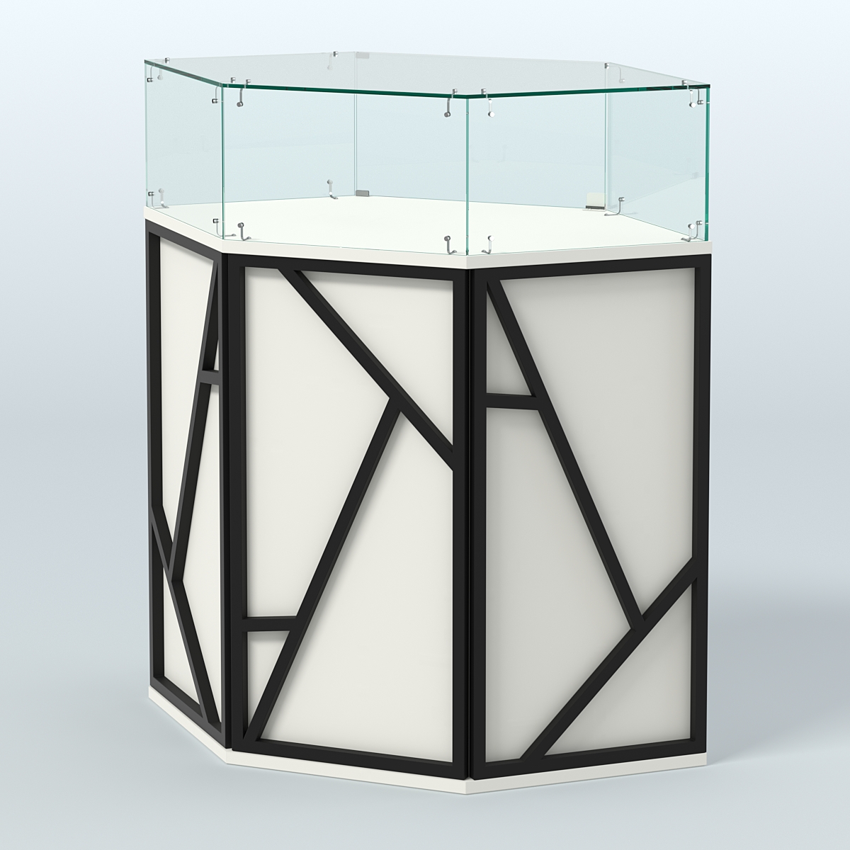 Торговый прилавок угловой с дверками серии ЛОФТ - АЛЬФА №6 Белый