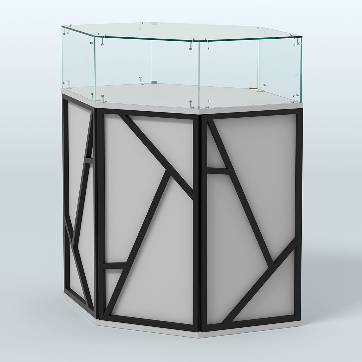 Торговый прилавок угловой с дверками серии ЛОФТ - АЛЬФА №6 Серый