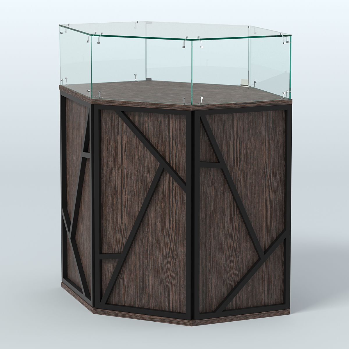 Торговый прилавок угловой с дверками серии ЛОФТ - АЛЬФА №6 Дуб Венге