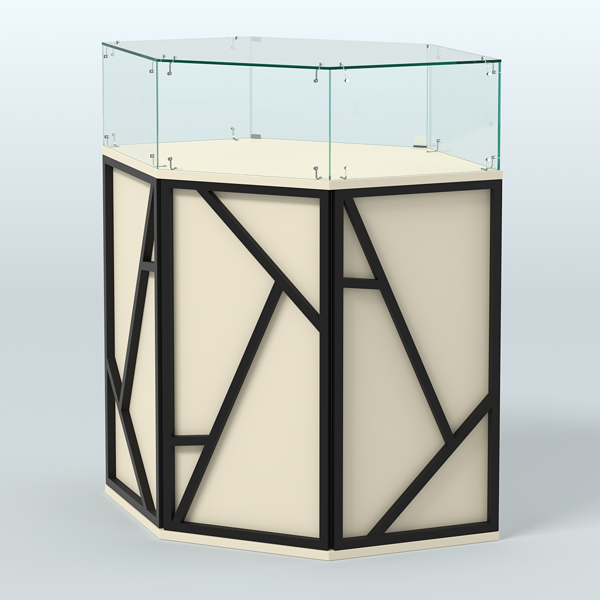 Торговый прилавок угловой с дверками серии ЛОФТ - АЛЬФА №6 Крем Вайс