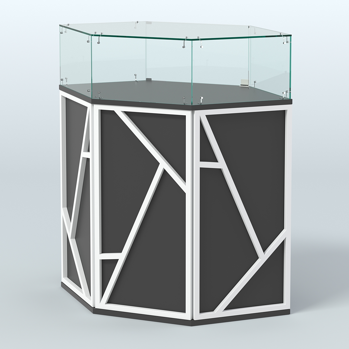 Торговый прилавок угловой с дверками серии ЛОФТ - АЛЬФА №6 Черный и Белый