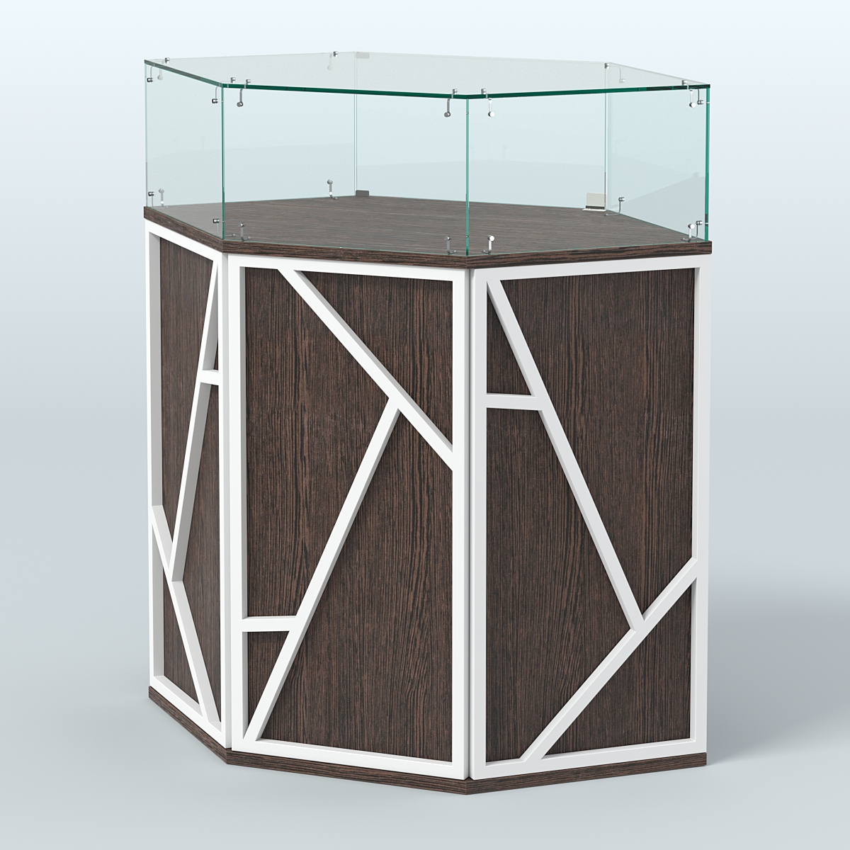 Торговый прилавок угловой с дверками серии ЛОФТ - АЛЬФА №6 Дуб Венге + Белый