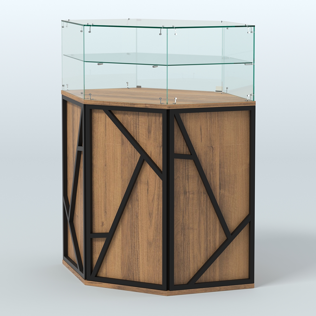 Торговый прилавок с одной полкой серии ЛОФТ - АЛЬФА  №7 Орех