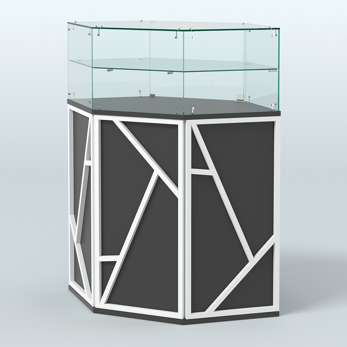 Торговый прилавок с одной полкой серии ЛОФТ - АЛЬФА  №7 Черный и Белый