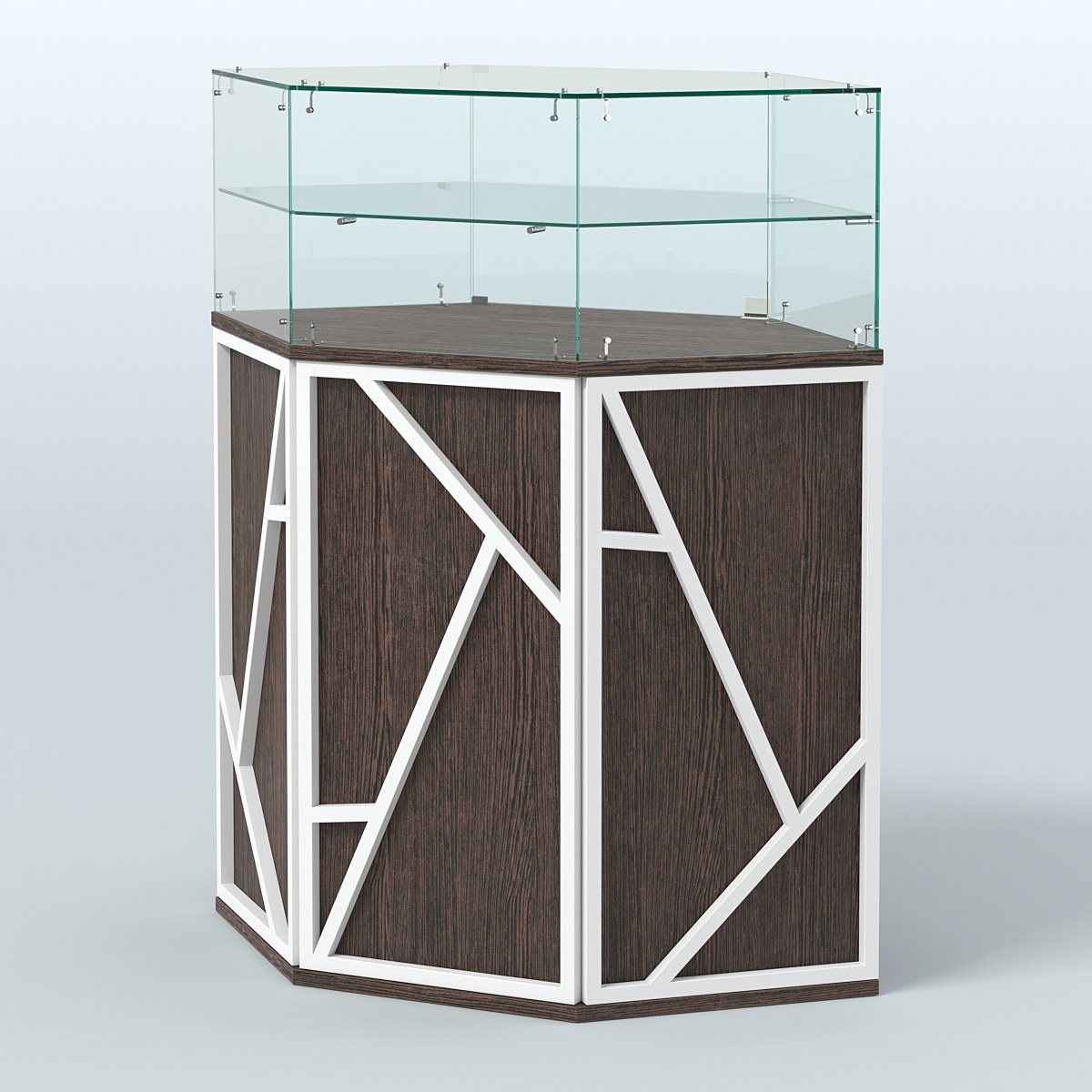 Торговый прилавок с одной полкой серии ЛОФТ - АЛЬФА  №7 Дуб Венге + Белый