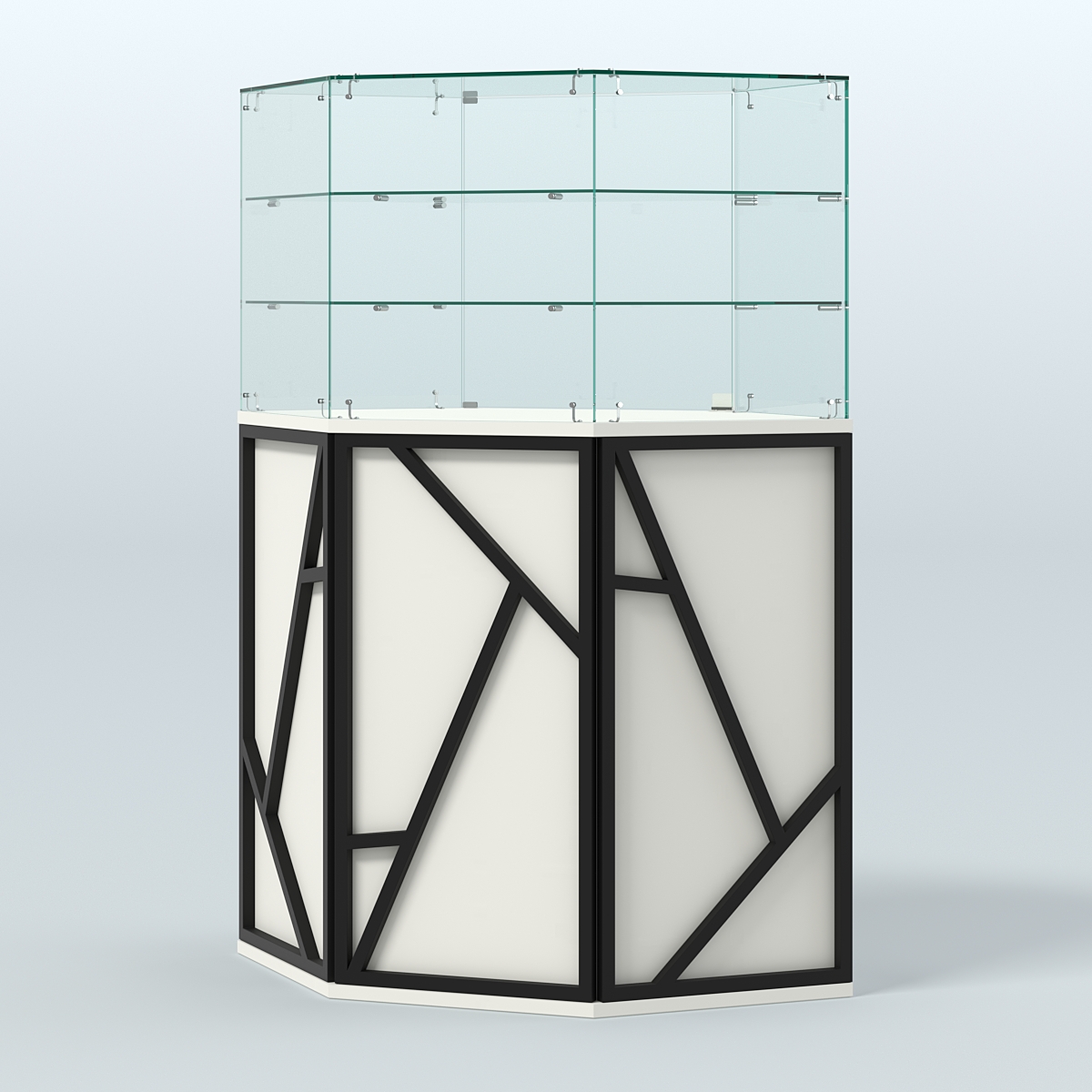 Торговый прилавок со стеклянной надставкой серии ЛОФТ - АЛЬФА №8 Белый