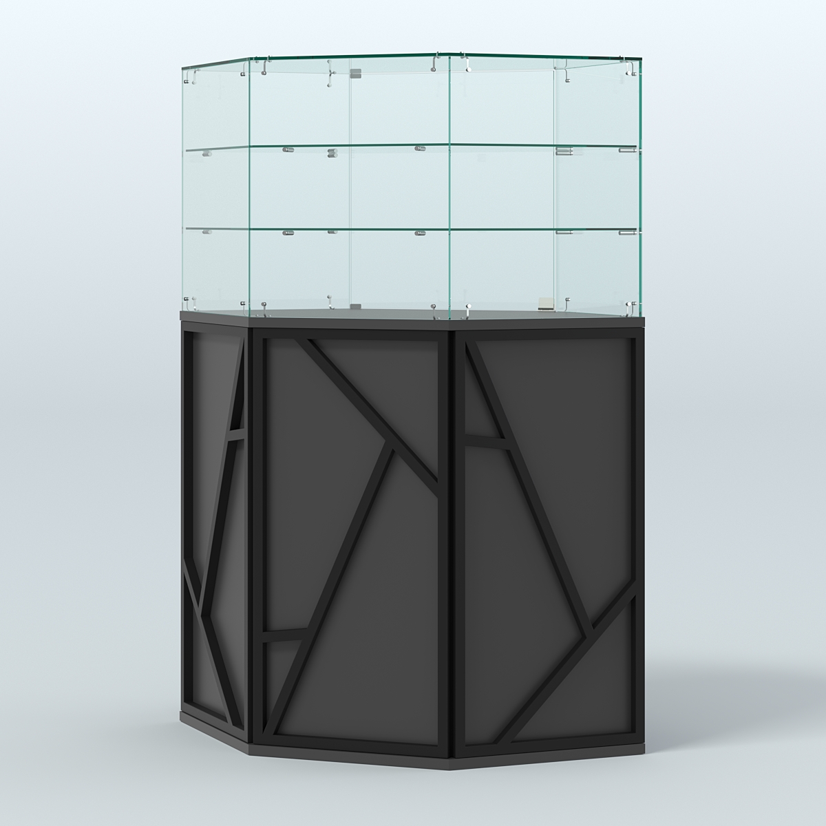 Торговый прилавок со стеклянной надставкой серии ЛОФТ - АЛЬФА №8 Черный