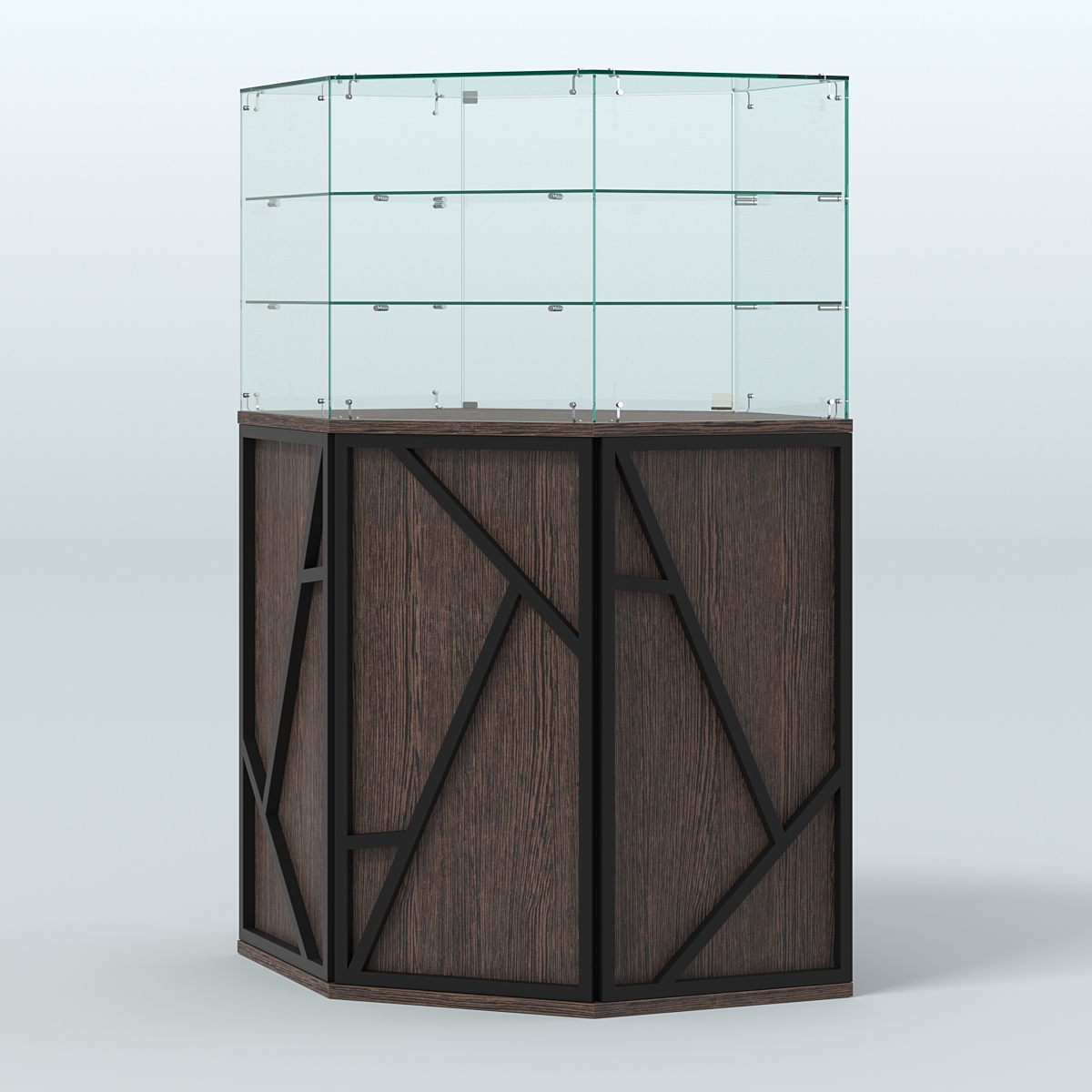 Торговый прилавок со стеклянной надставкой серии ЛОФТ - АЛЬФА №8 Дуб Венге